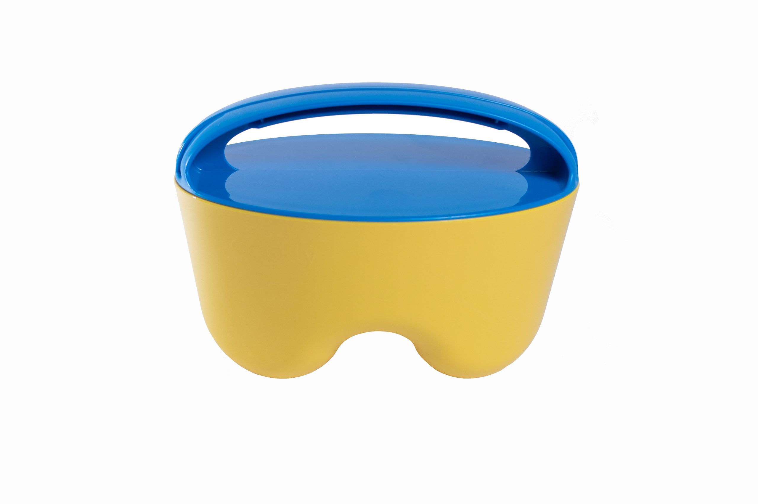 żółto-niebieskie urządzenie do rozbijania cellulitu, masaż kostkami lodu, masażer dla sportowców